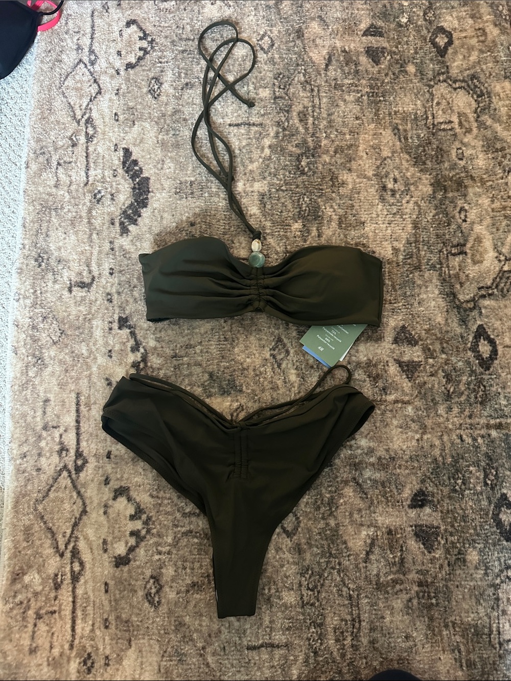 H&M Olive Strapless Bandeau Bikini Set